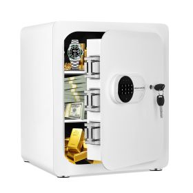 2.05 Cub Safe Box, 3 opening methods Money Safe With LED Light (Color: White)